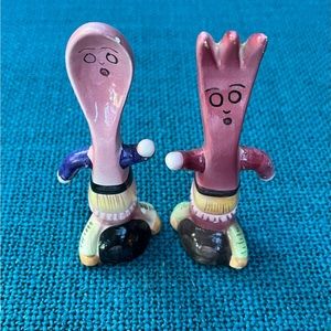Vintage Anthropomorphic Spoon and Fork Salt and Pepper Shakers
